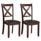 Set of 2 Wooden Kitchen Dining Chair with Padded Seat and Rubber Wood Legs-Black